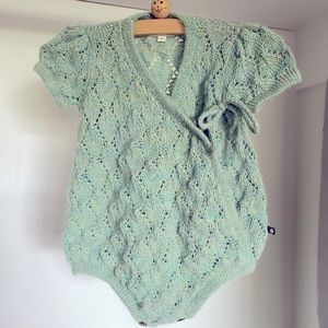 OEUF NYC baby alpaca knit romper sea green